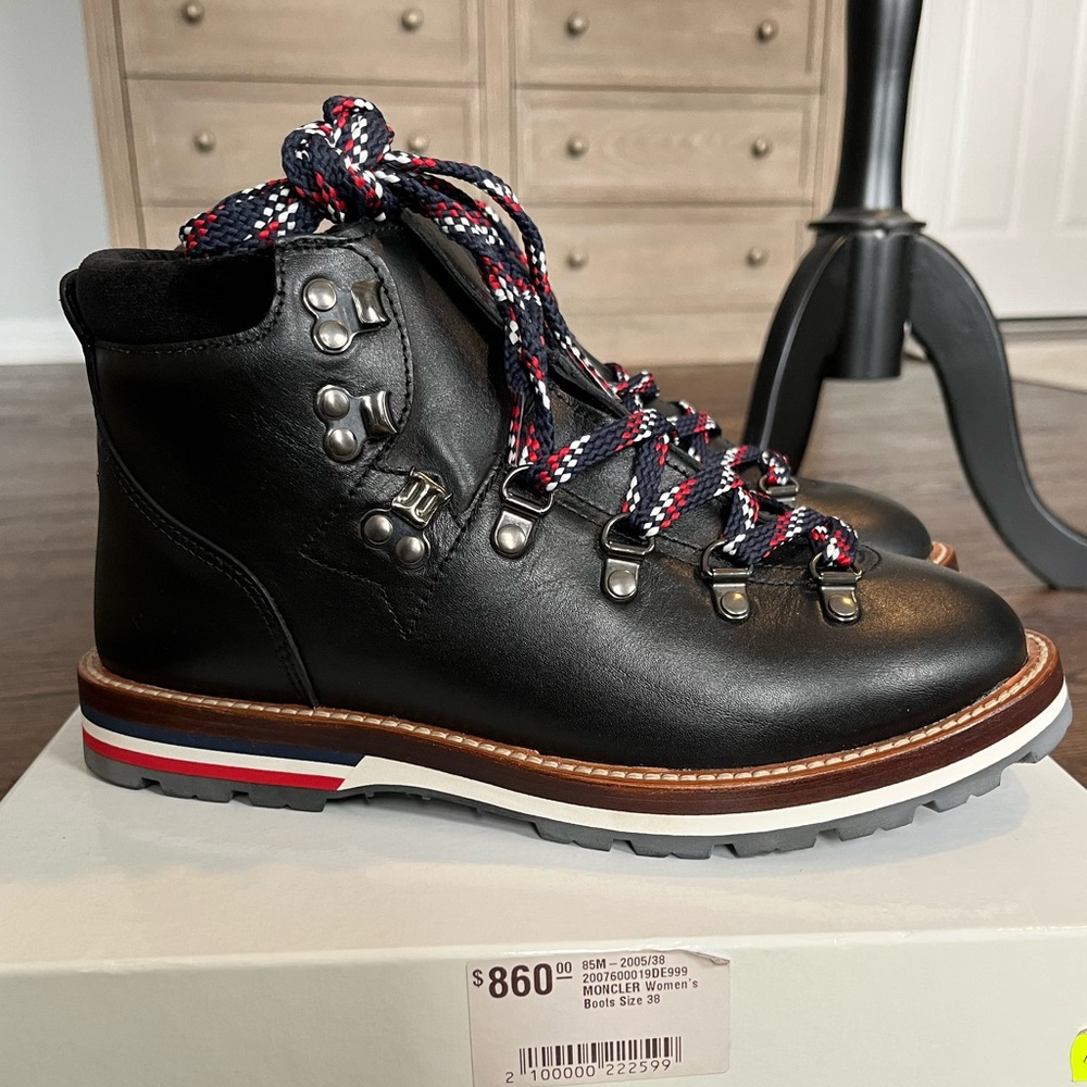 NWT Moncler Blanche Hiking Boots Black 38 - Picture 6 of 6